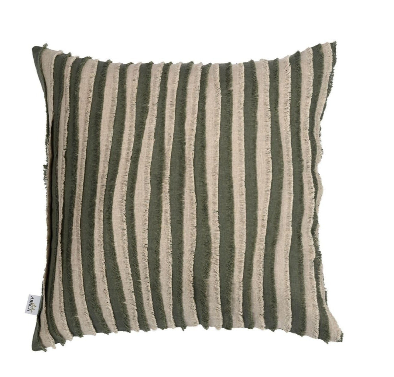 Abaca Natural and Olive Polka Dot Linen Cushion Cover