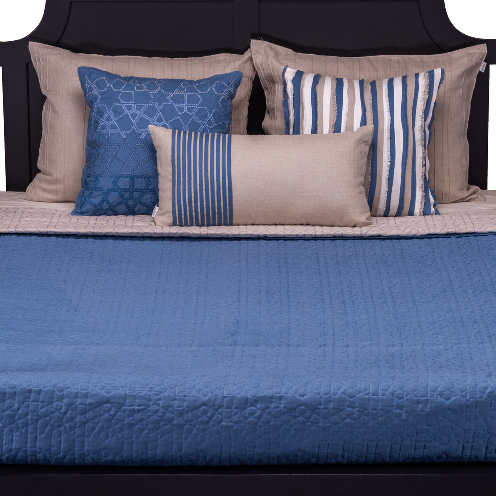 Jaali Blue and Natural Bed Cover