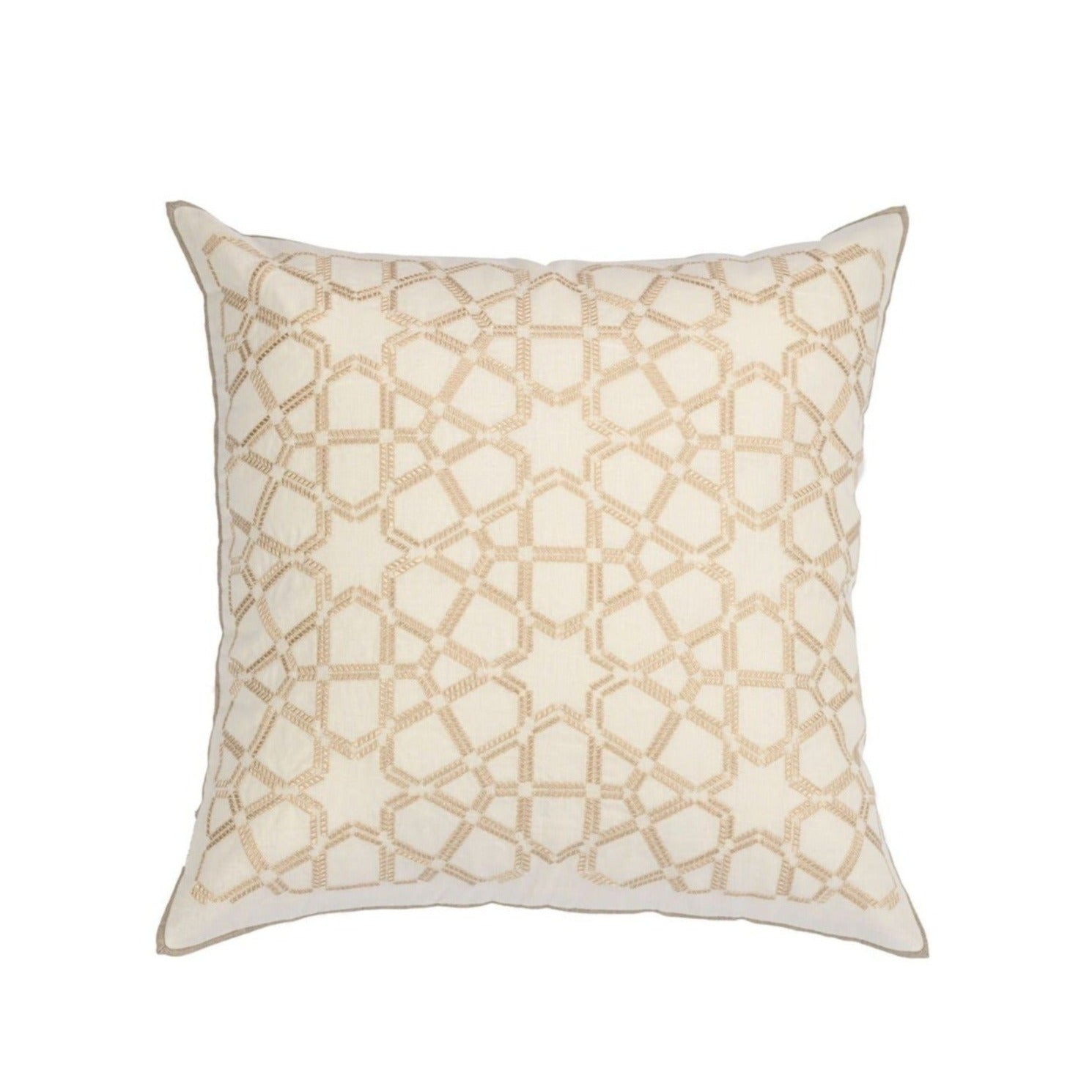 Jaali White Linen Cushion Cover with Fine Embroidery