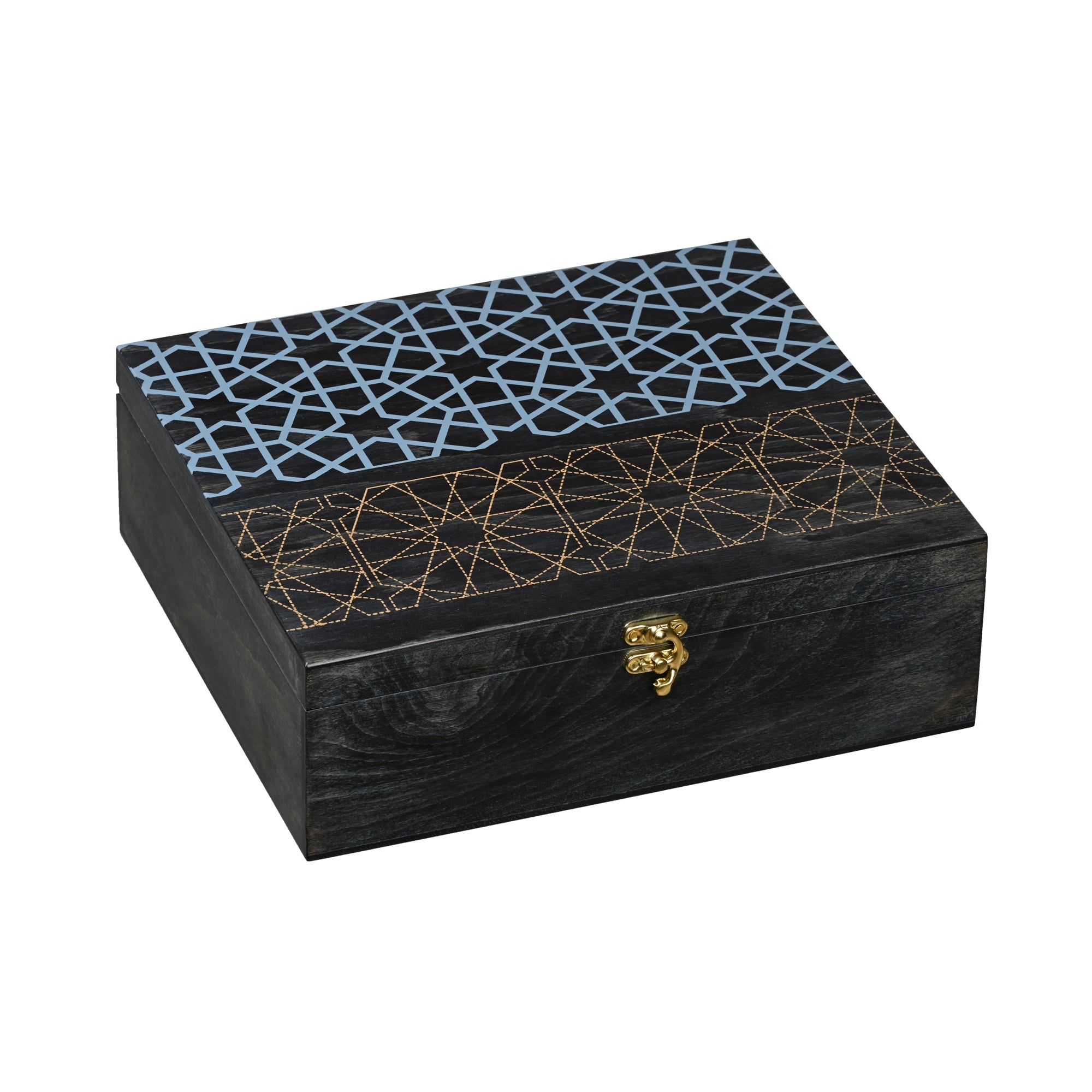 Jaali Blue Tea Boxes with Hexagonal Lattice Motifs – 9 Compartments ...