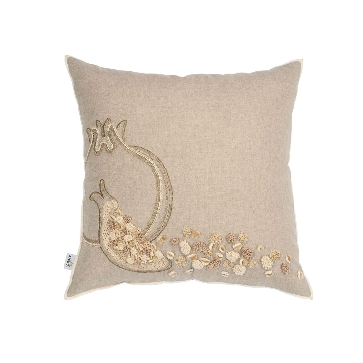 Pomo Natural Cushion Cover - Elegant Embroidered Design on Linen